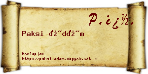 Paksi Ádám névjegykártya