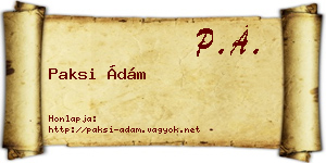 Paksi Ádám névjegykártya